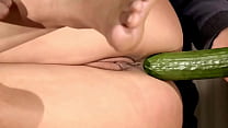 Big cucumber in her ass, extreme male domination, cucumber goes from her ass to in her mouth, rough ass hole fucking with big, and thick dick.