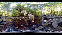 Small jugged amateur blonde babe from Yanks Carmen December gets so turned on by being in the water and masturbates her bushy beaver outdoors in this shot in 360